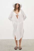 The Handloom-Terra Shirt Dress White-Elbise-4-Milagron.com