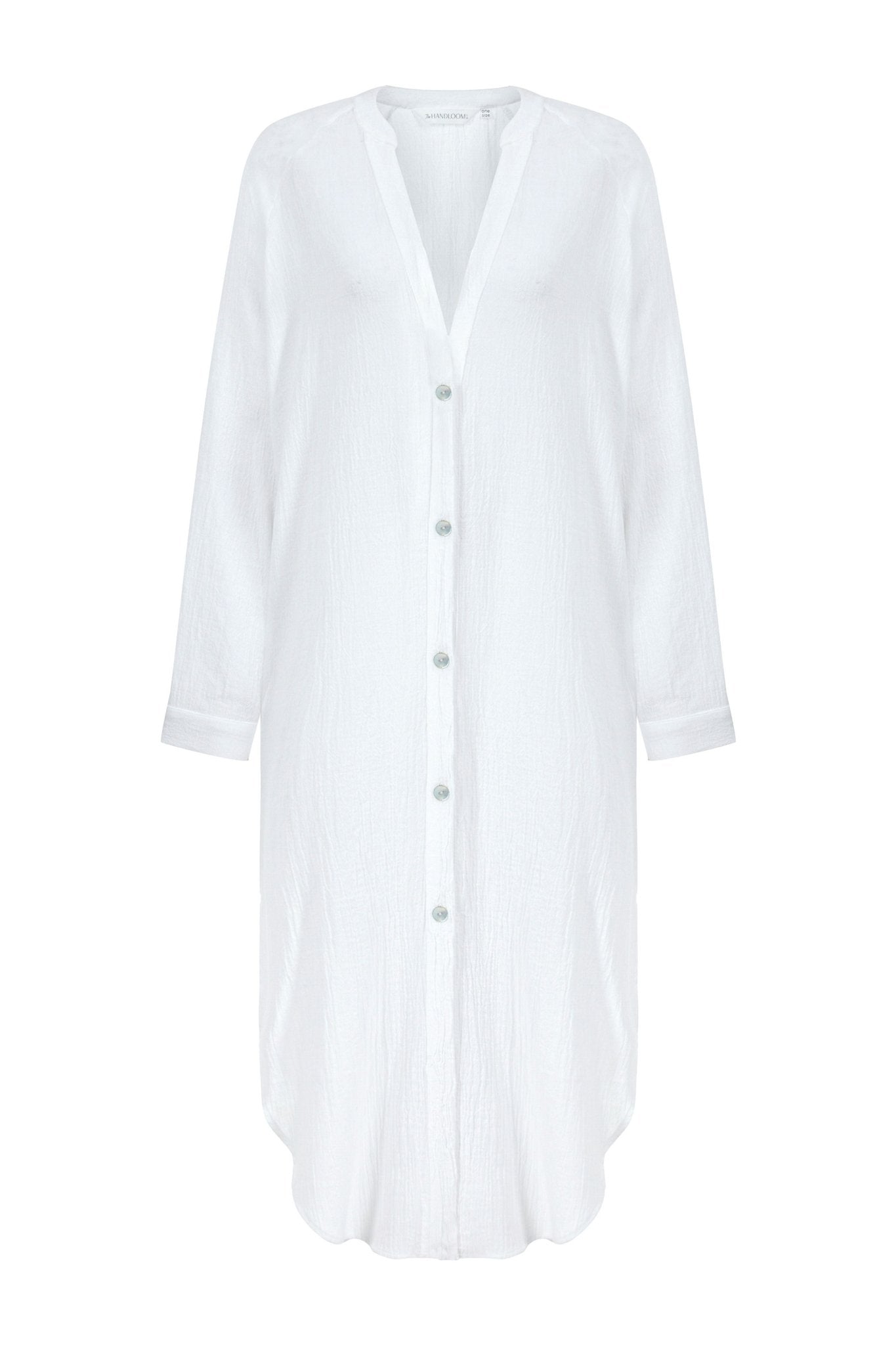 The Handloom-Terra Shirt Dress White-Elbise-8-Milagron.com