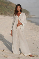 The Handloom-Voyage Set Khaki Green Stripes-Alt - Üst Takım-1-Milagron.com