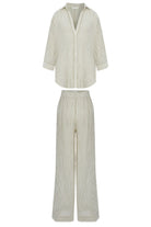 The Handloom-Voyage Set Khaki Green Stripes-Alt - Üst Takım-5-Milagron.com