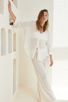 The Handloom-Voyage Set White Stripes-Alt - Üst Takım-1-Milagron.com