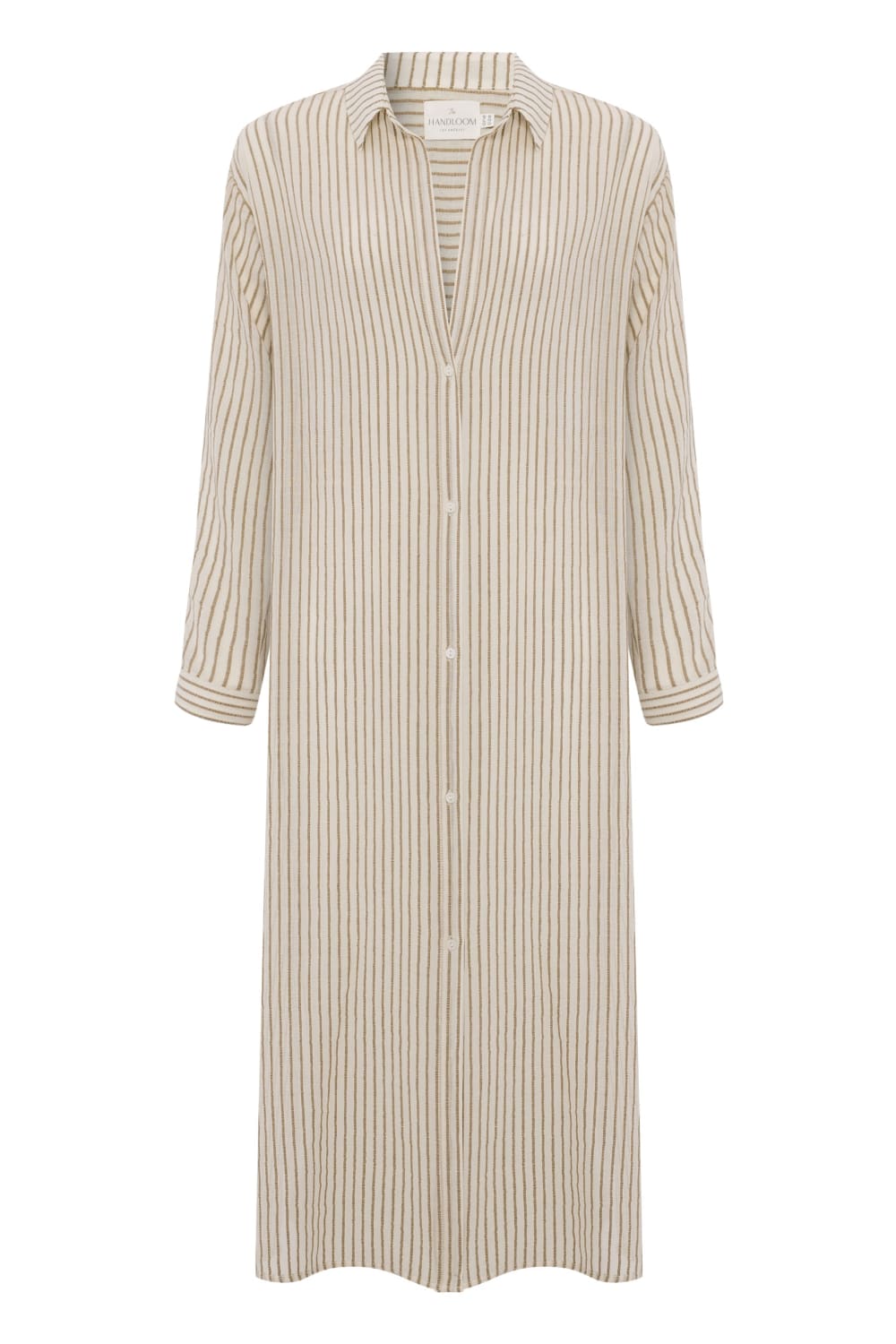 The Handloom-Voyage Shirt Dress Khaki Green Stripes-Elbise-9-Milagron.com