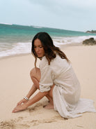 The Handloom-Voyage Shirt Dress Khaki Green Stripes-Elbise-4-Milagron.com