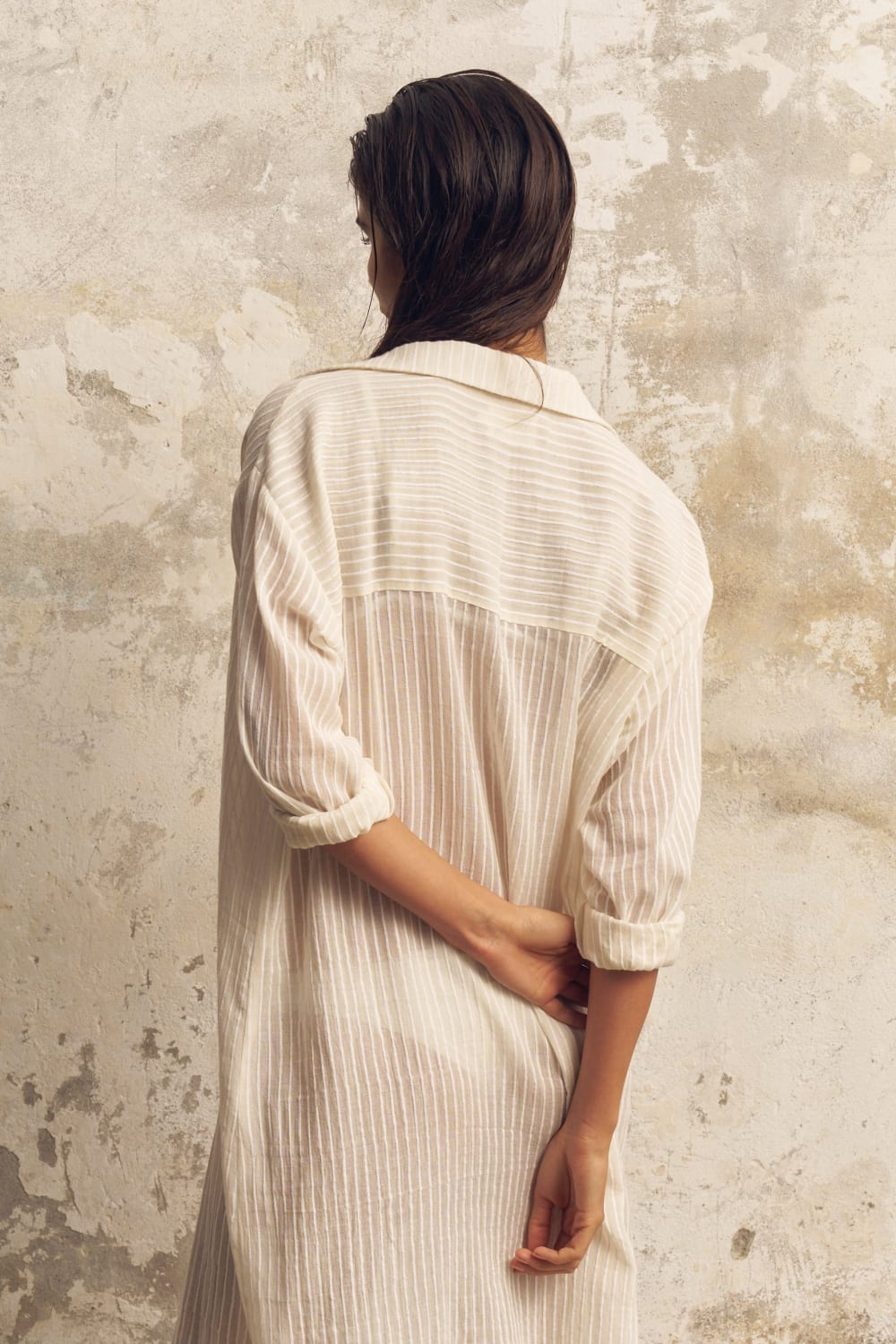 The Handloom-Voyage Shirt Dress White Stripes-Elbise-3-Milagron.com