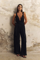The Handloom-Wrap Your Way Jumpsuit Black-Tulum-1-Milagron.com