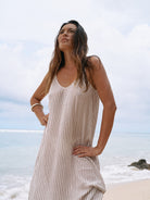 The Handloom-Yaz Dress Burgundy Stripes-Dress-2-Milagron.com