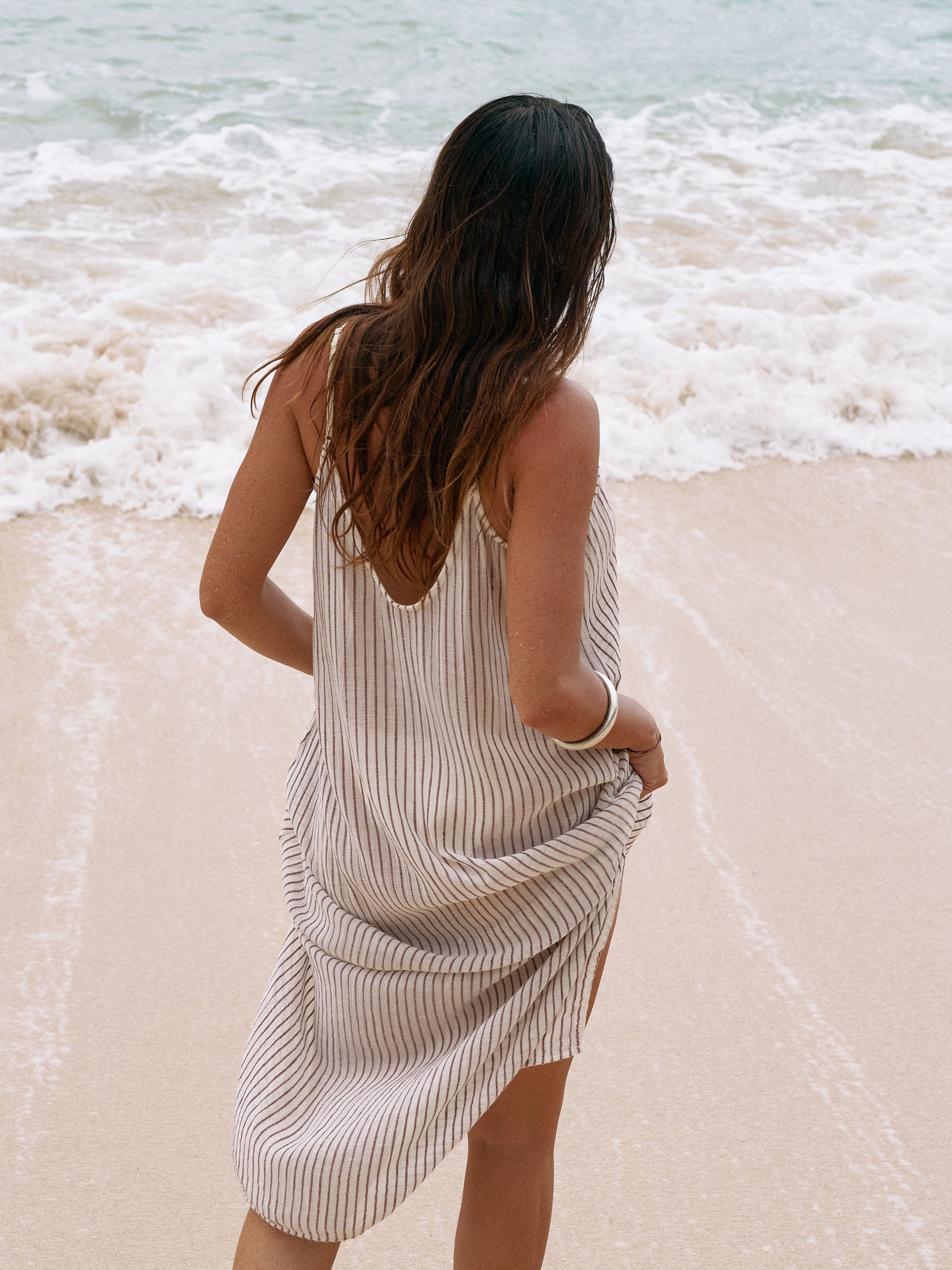 The Handloom-Yaz Dress Burgundy Stripes-Dress-4-Milagron.com