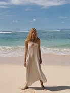 The Handloom-Yaz Dress Khaki Green Stripes-Elbise-1-Milagron.com