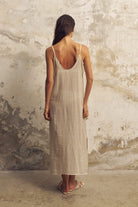 The Handloom-Yaz Dress Khaki Green Stripes-Elbise-4-Milagron.com