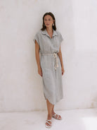 The Handloom-Zaya Shirt Dress Gray-Elbise-1-Milagron.com