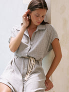 The Handloom-Zaya Shirt Dress Gray-Elbise-2-Milagron.com
