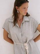 The Handloom-Zaya Shirt Dress Gray-Elbise-3-Milagron.com
