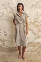 The Handloom-Zaya Shirt Dress Gray-Elbise-1-Milagron.com