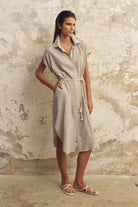The Handloom-Zaya Shirt Dress Gray-Elbise-2-Milagron.com