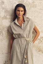 The Handloom-Zaya Shirt Dress Gray-Elbise-4-Milagron.com