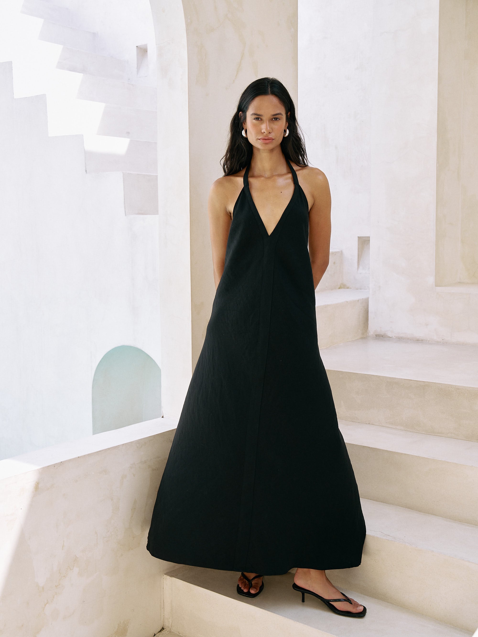 The Handloom-Zoe Maxi Dress Black-Elbise-1-Milagron.com
