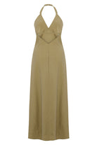 The Handloom-Zoe Maxi Dress Khaki Green-Elbise-9-Milagron.com