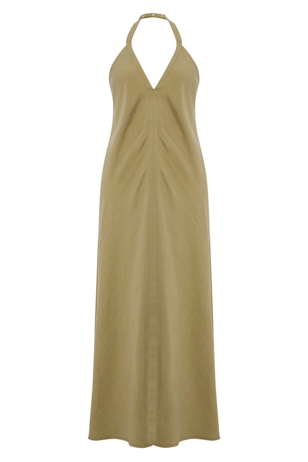 The Handloom-Zoe Maxi Dress Khaki Green-Elbise-8-Milagron.com