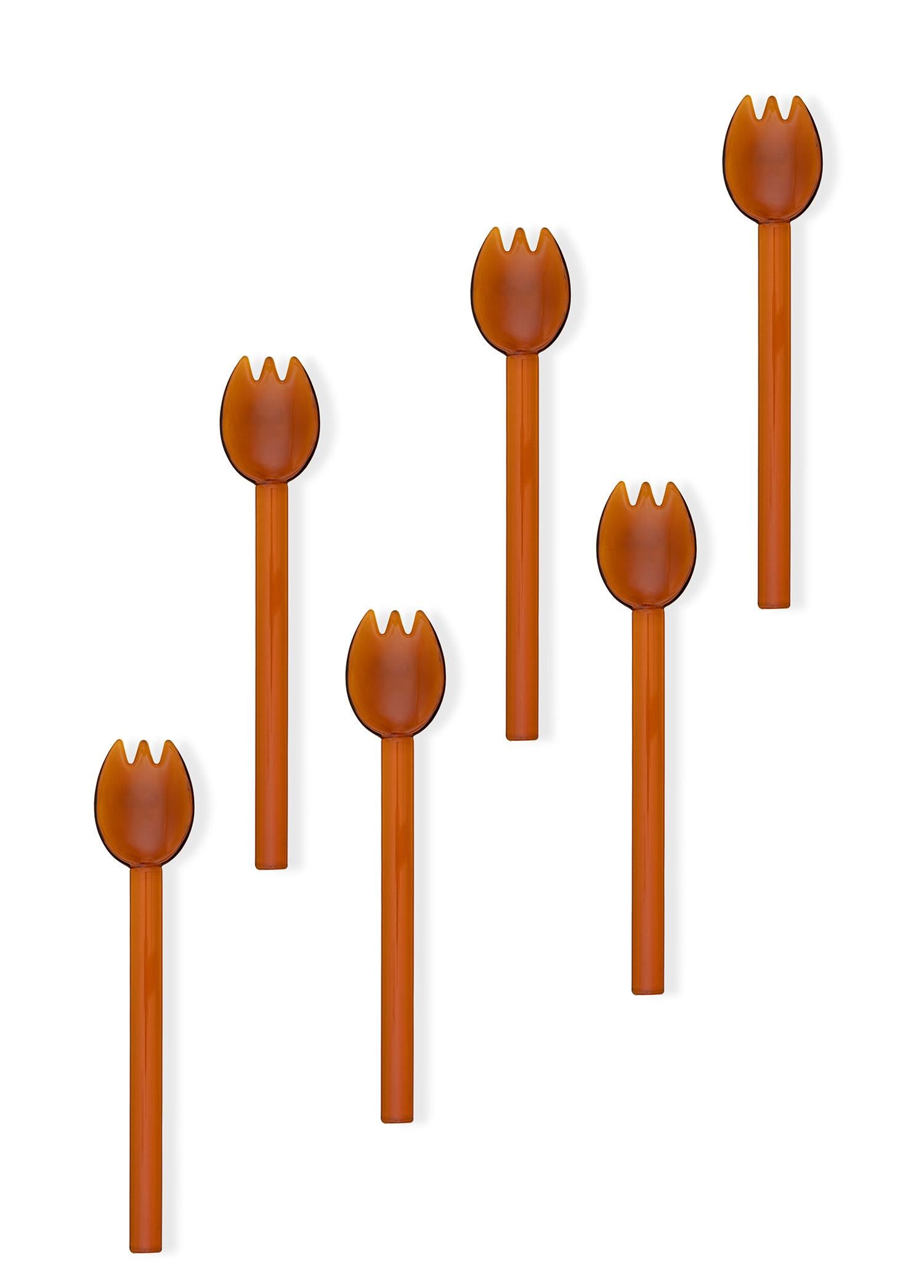 Abiete Dondurma Ve Tatlı Kaşığı Amber 6Lı Set