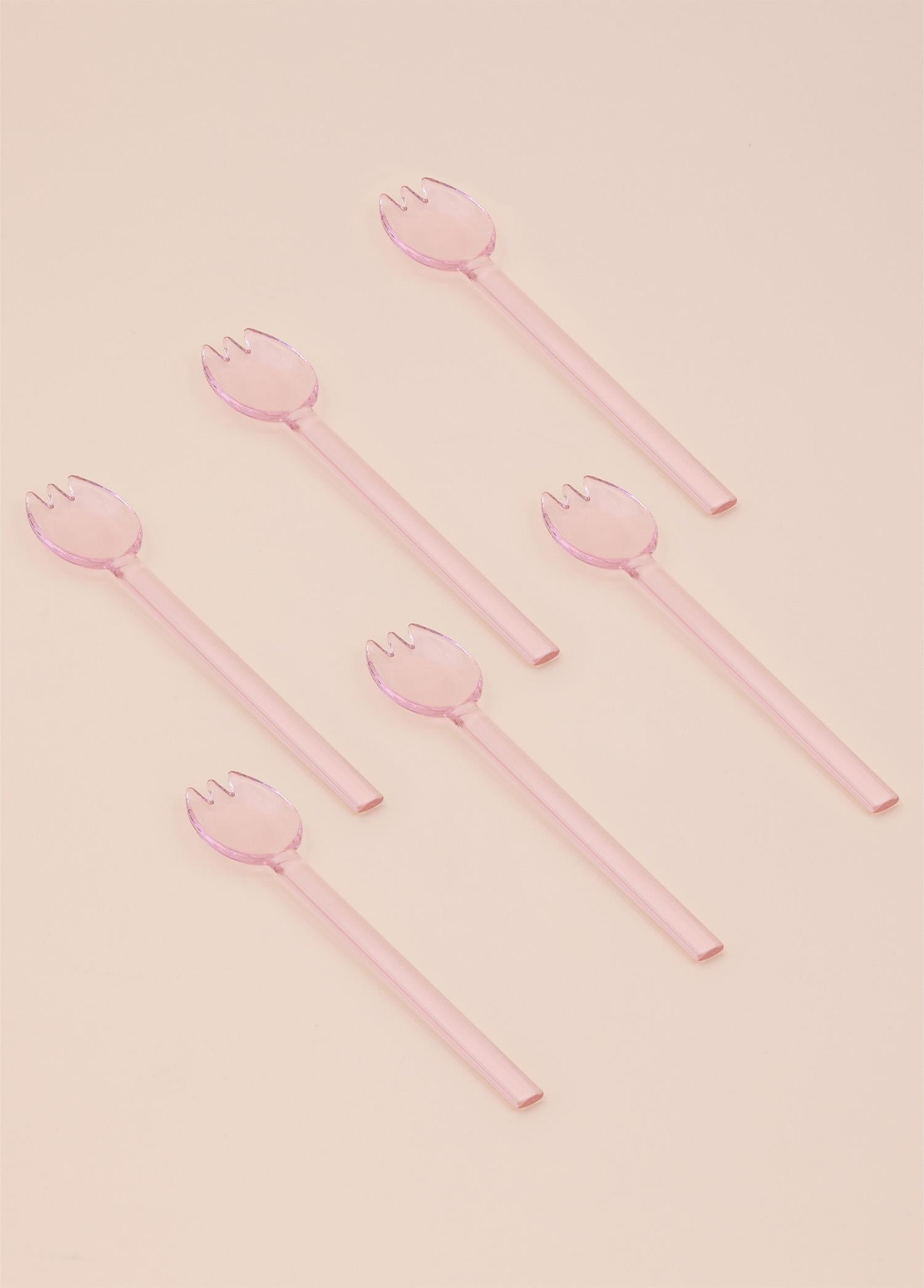 Abiete Dondurma Ve Tatlı Kaşığı Pembe 6Lı Set
