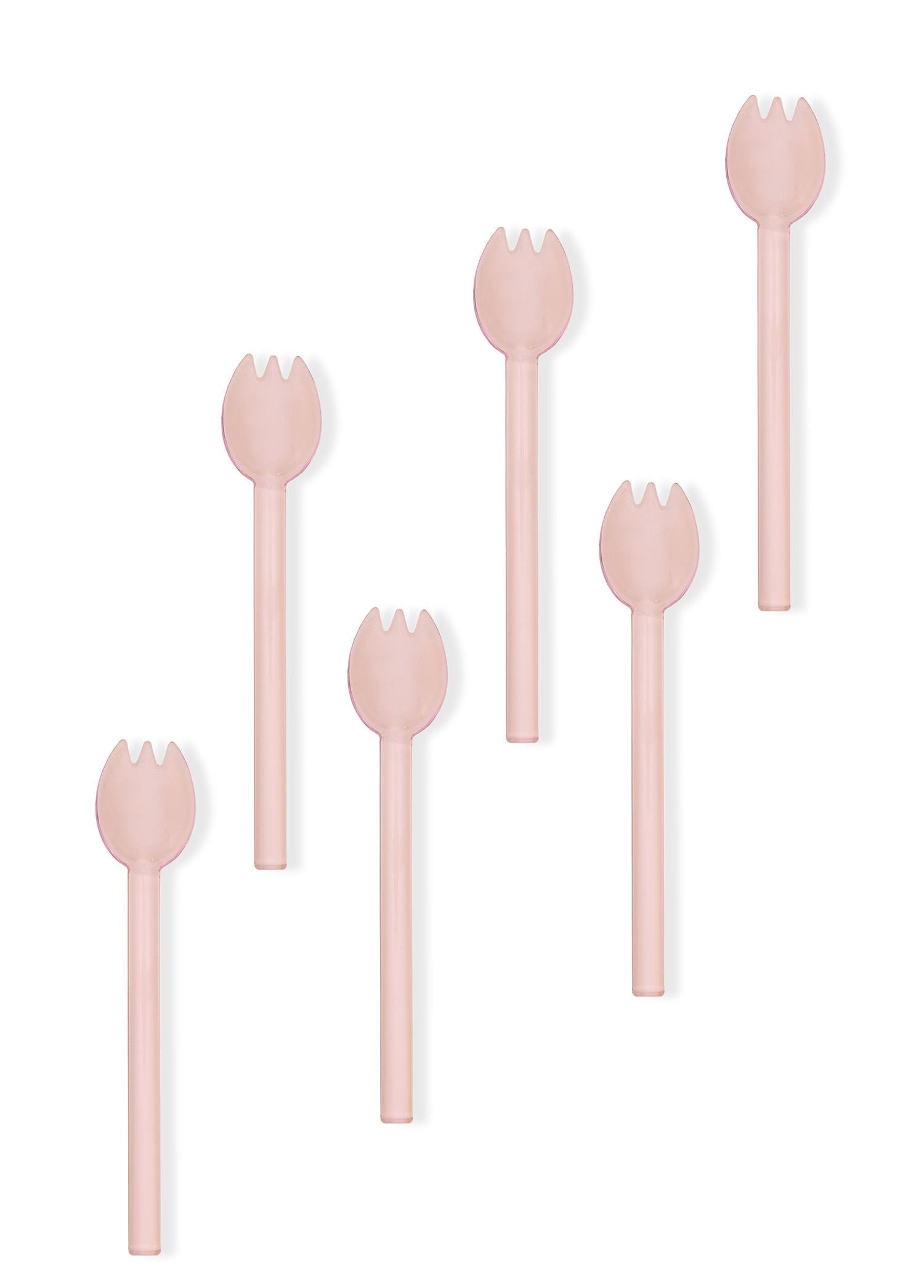 Abiete Dondurma Ve Tatlı Kaşığı Pembe 6Lı Set
