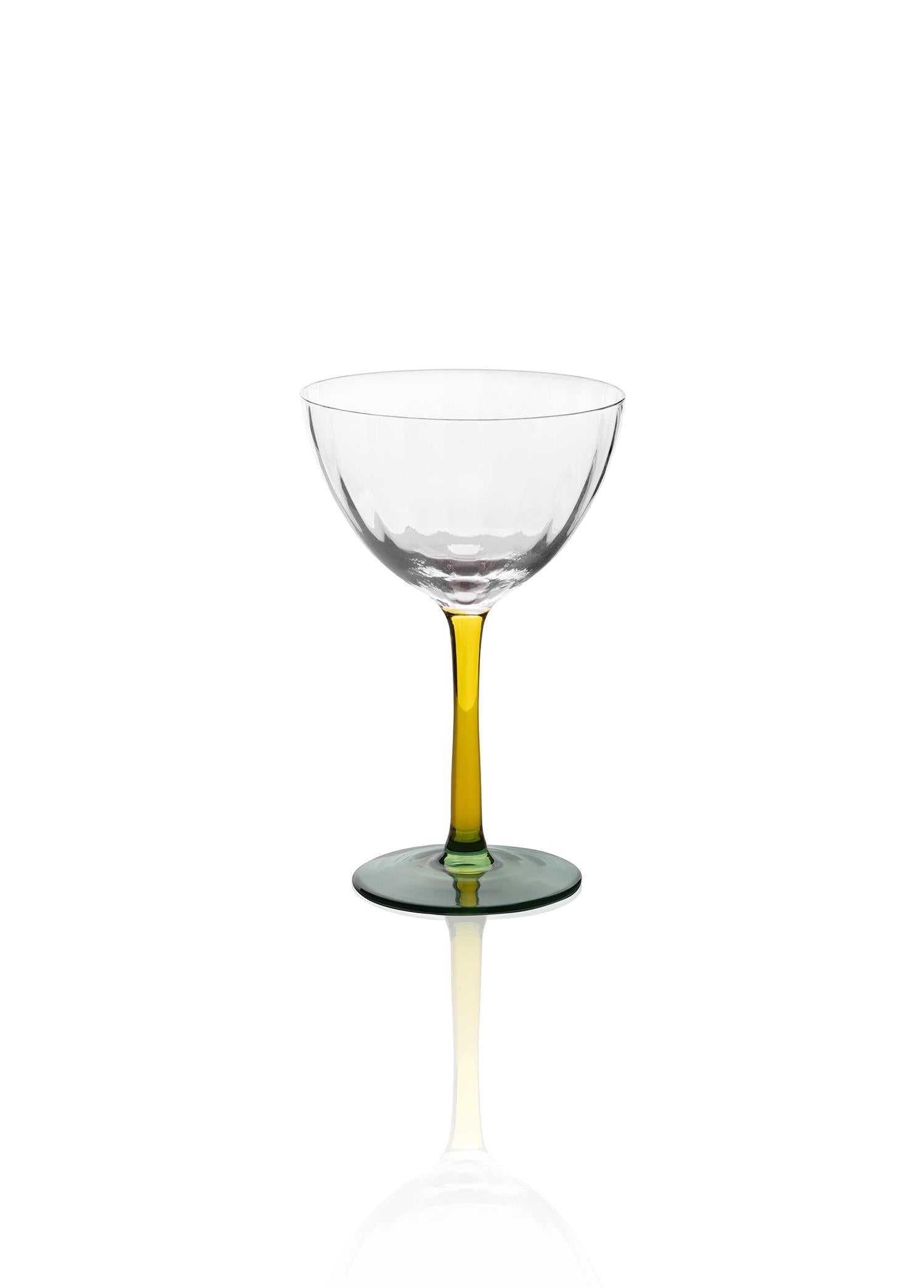 Ayaklı Cam Dondurma Kasesi Sarı Yeşil 280 Ml