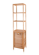 Bambu 4 Raflı Banyo Düzenleyici Dolap Ve Çamaşır Sepeti 160X40X33 Cm