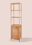 Bambu 4 Raflı Banyo Düzenleyici Dolap Ve Çamaşır Sepeti 160X40X33 Cm