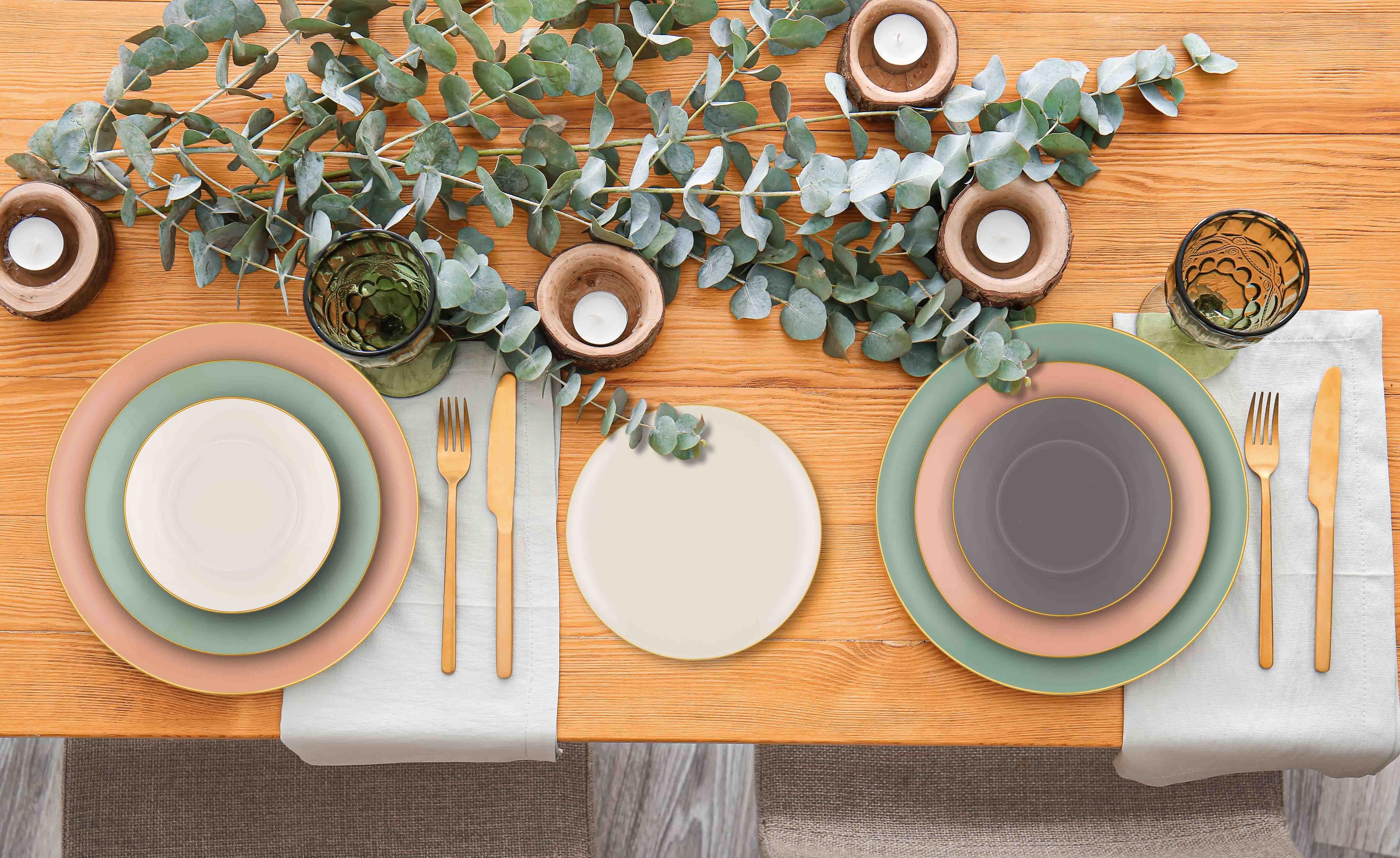 Basic 24 Parça Yemek Takımı Somon Pembe 6 Kişilik