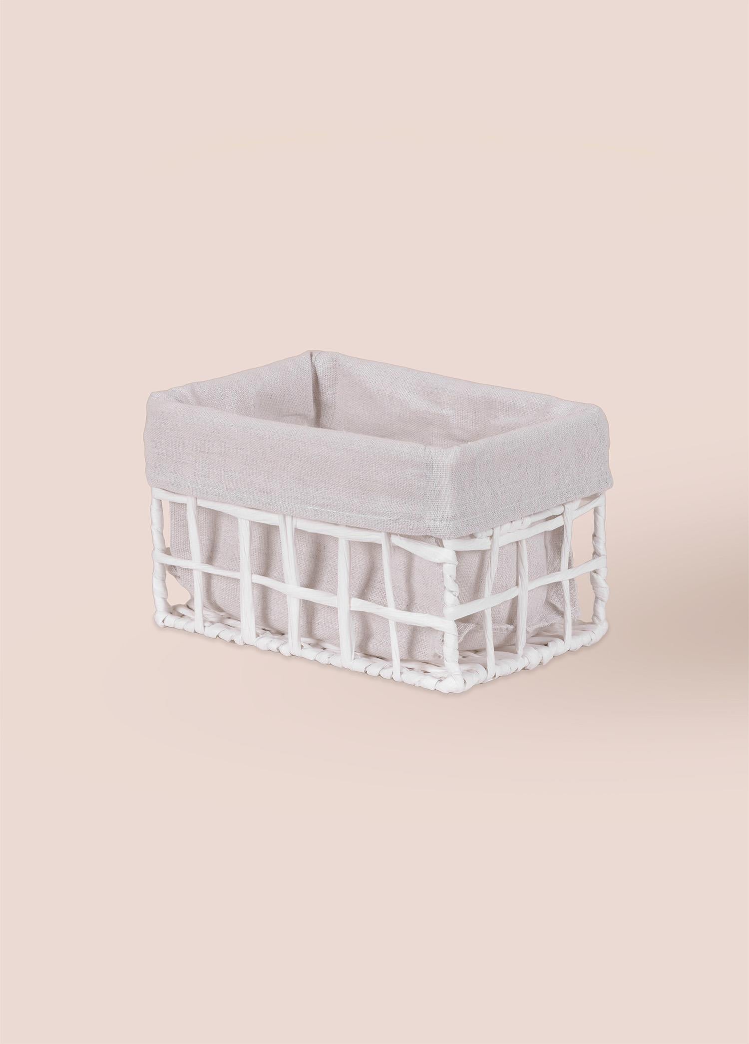 Braid Hasır Organizer Sepet Beyaz 22X14X13 Cm