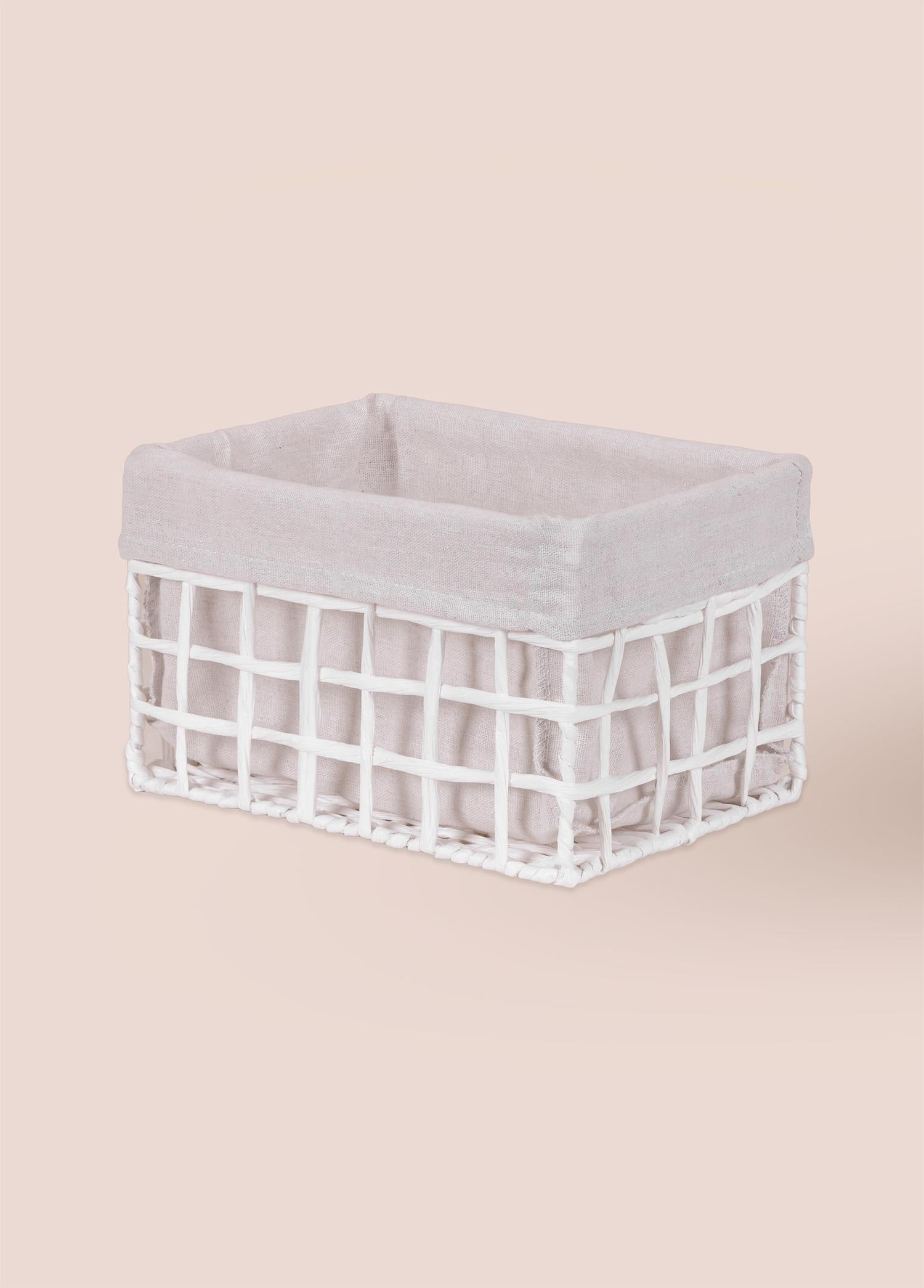 Braid Hasır Organizer Sepet Beyaz 26X18X16 Cm