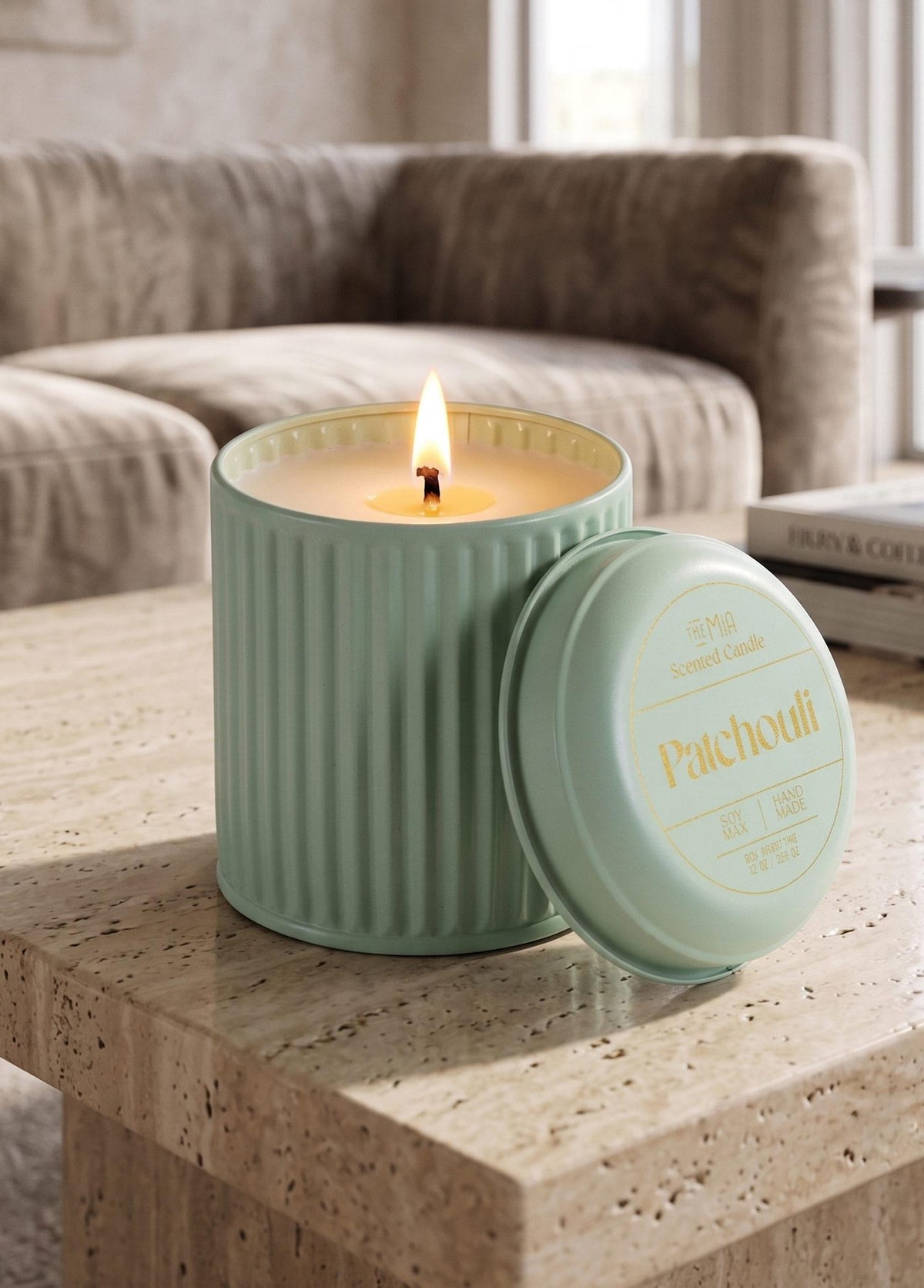 Calm Patchouli Kokulu Yeşil Kapaklı Mum 830 Gr 12X