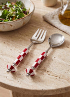 Gingham Salata Servis Takımı Kırmızı Beyaz 2 Parça