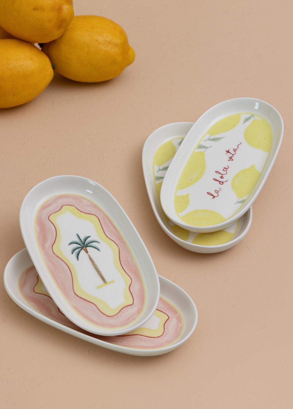 Italian Summer Oval Servis Tabağı 4Lü 17 Cm