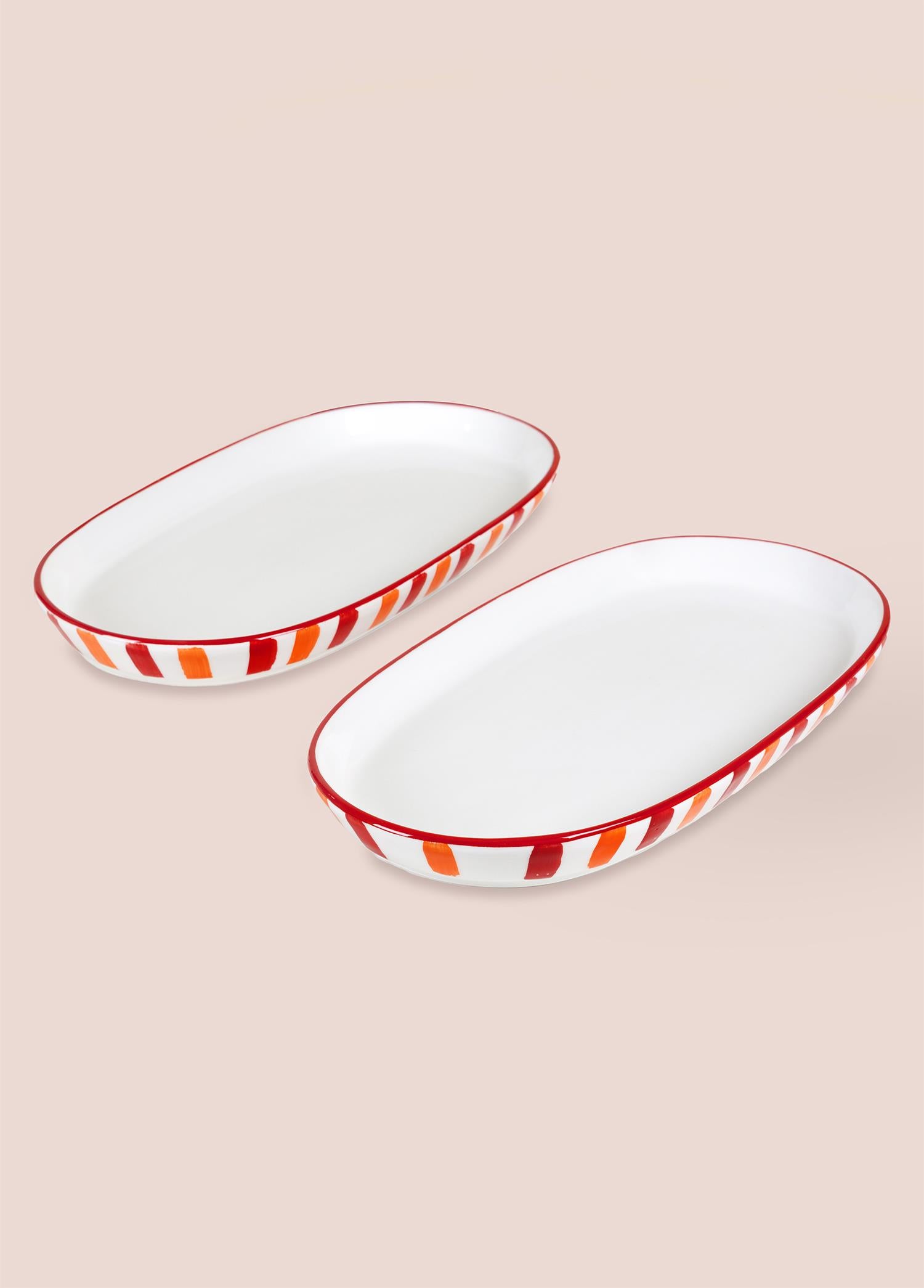Joy Oval Servis Tabağı 2Li Set Kırmızı 17X30X4 Cm
