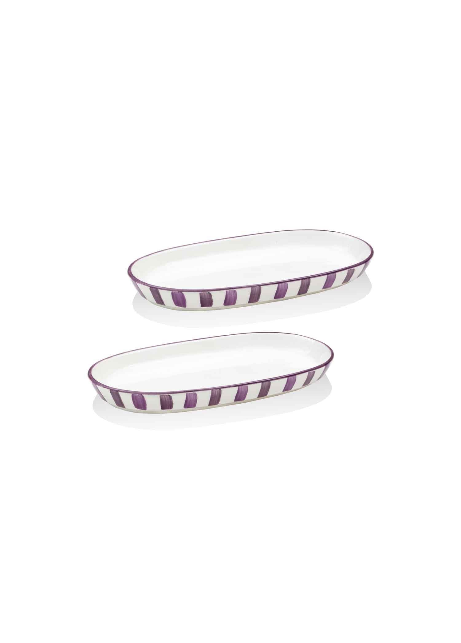 Joy Oval Servis Tabağı 2Li Set Mor 17 Cm