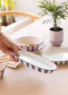Joy Oval Servis Tabağı 2Li Set Mor 17 Cm