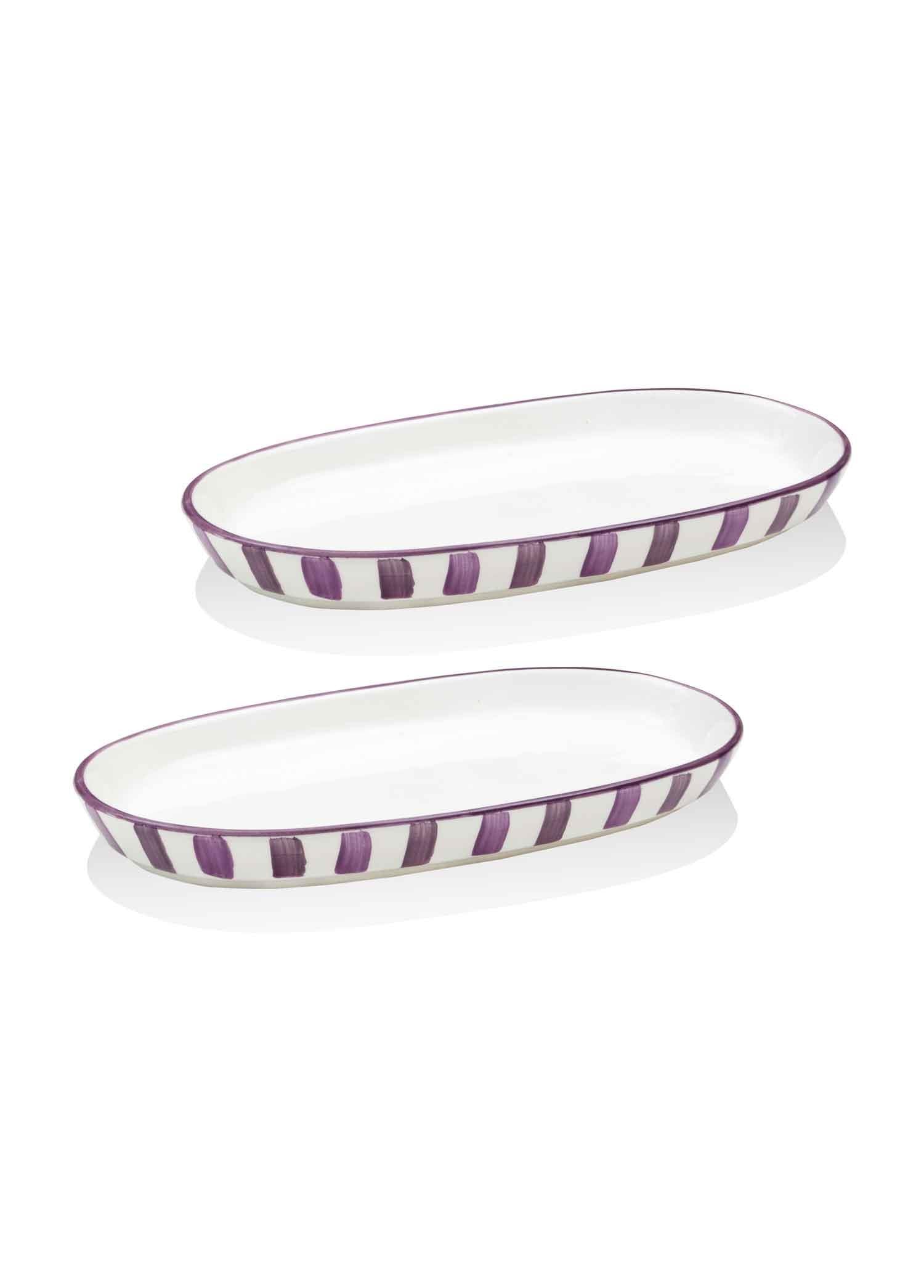 Joy Oval Servis Tabağı 2Li Set Mor 23 Cm