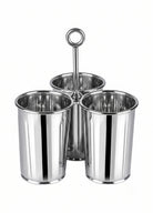 Krom 3 Bölmeli Kulplu Galvaniz Sunumluk 25 Cm