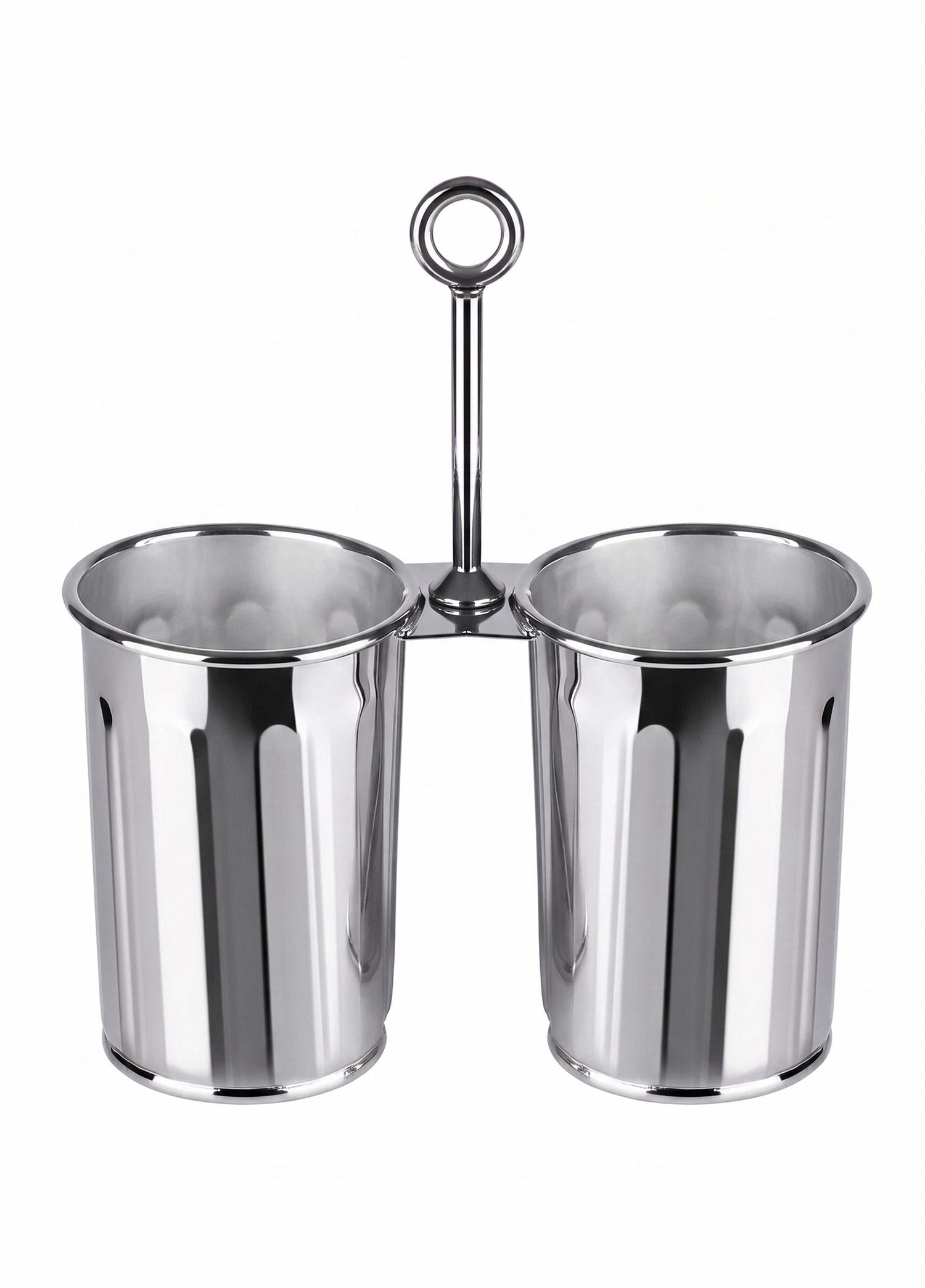 Krom Çift Bölmeli Kulplu Galvaniz Sunumluk 25 Cm