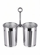 Krom Çift Bölmeli Kulplu Galvaniz Sunumluk 25 Cm