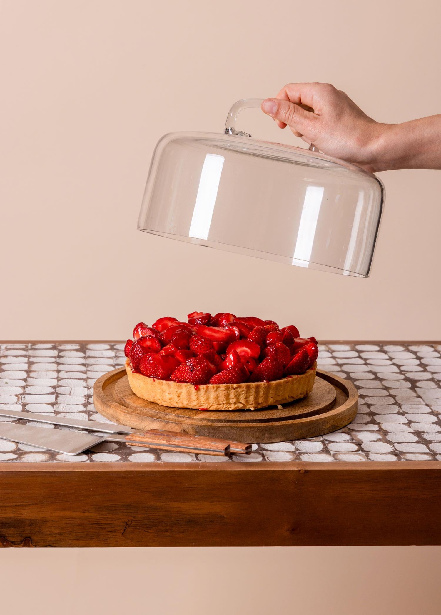 Madera Yuvarlak Kek Saklama Fanusu 17X26X26 Cm