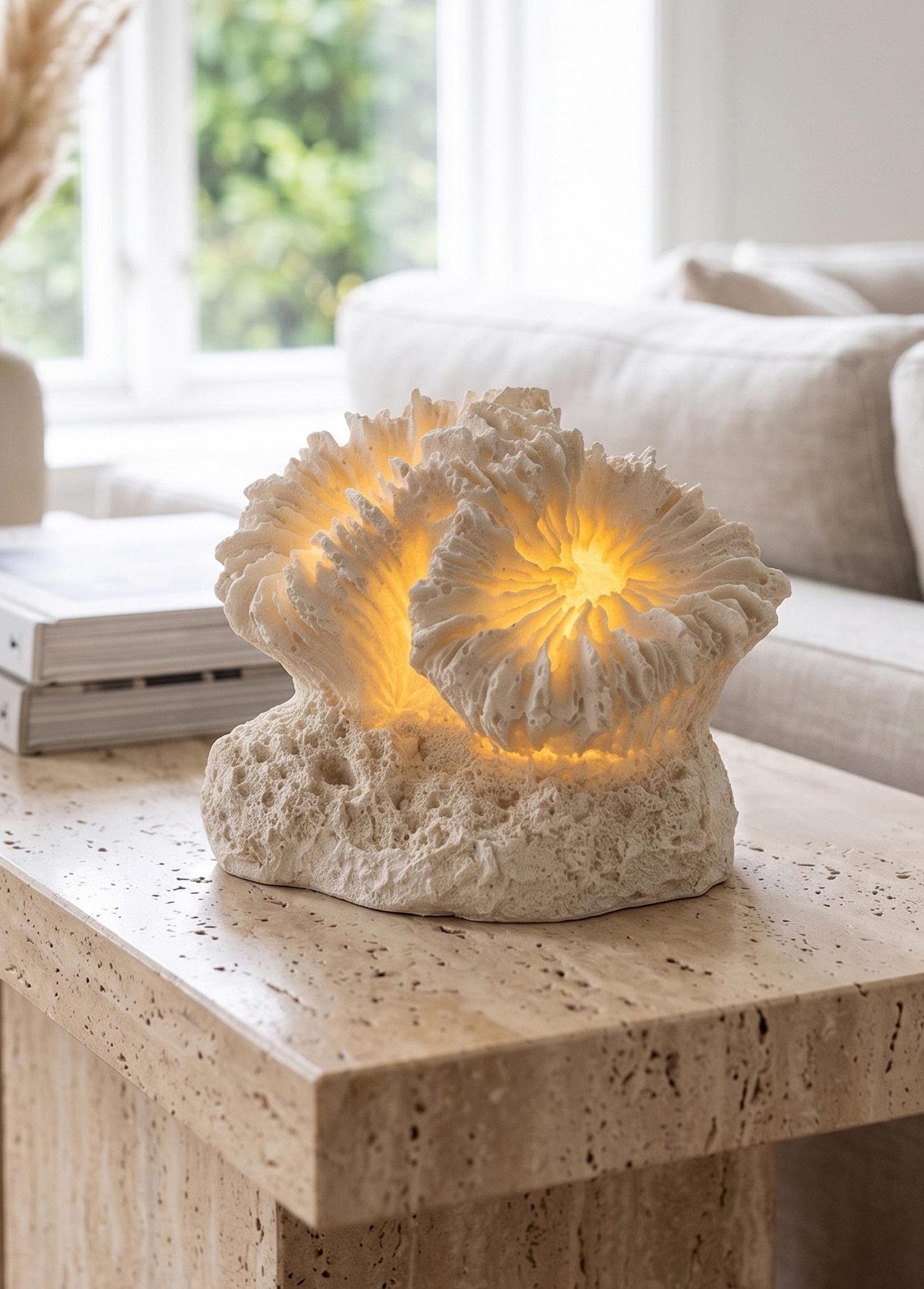 Marin Led Aydınlatmalı Mercan Deniz Kabuğu 12 Cm