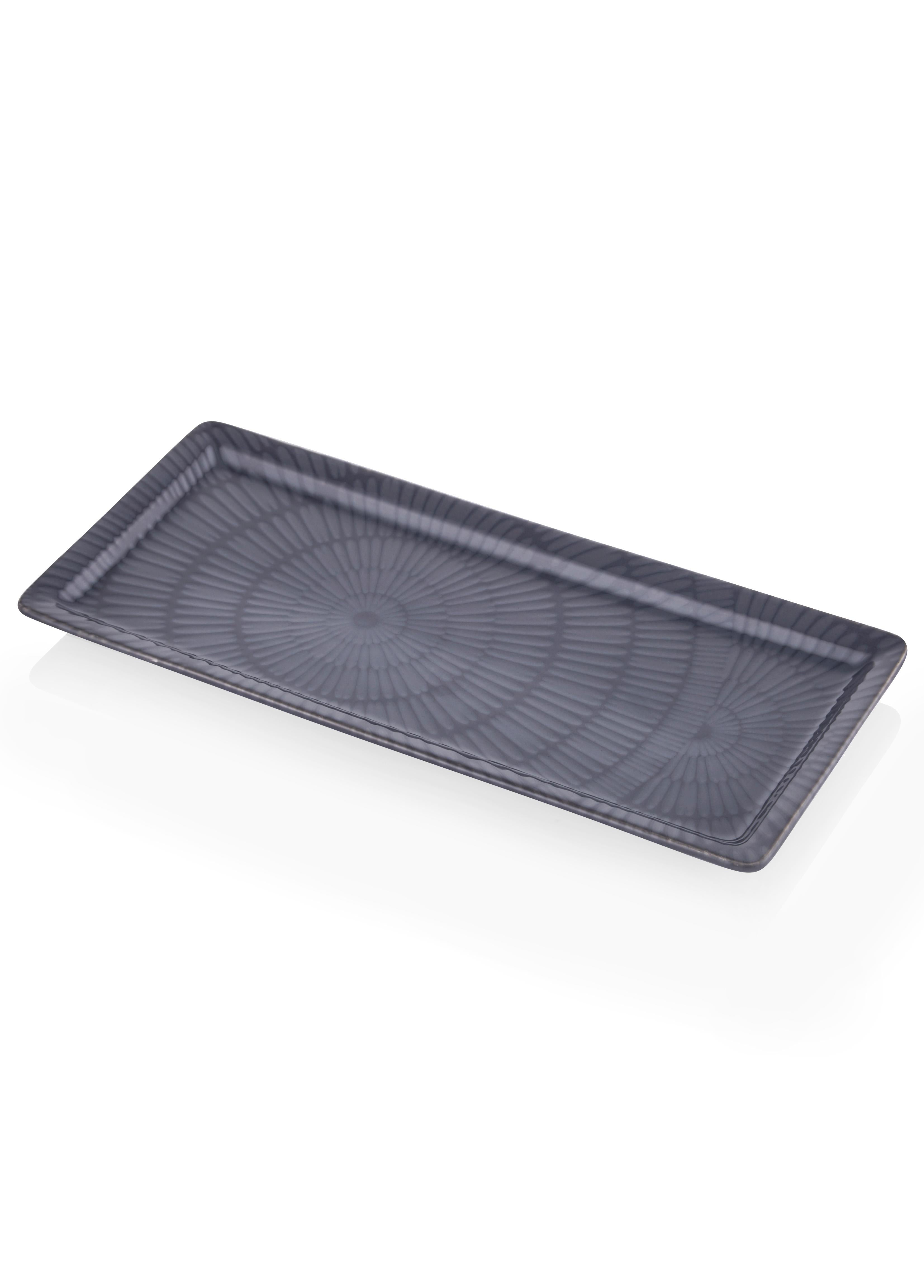 Noon Dikdörtgen Servis Tabağı Gri 35X16 Cm