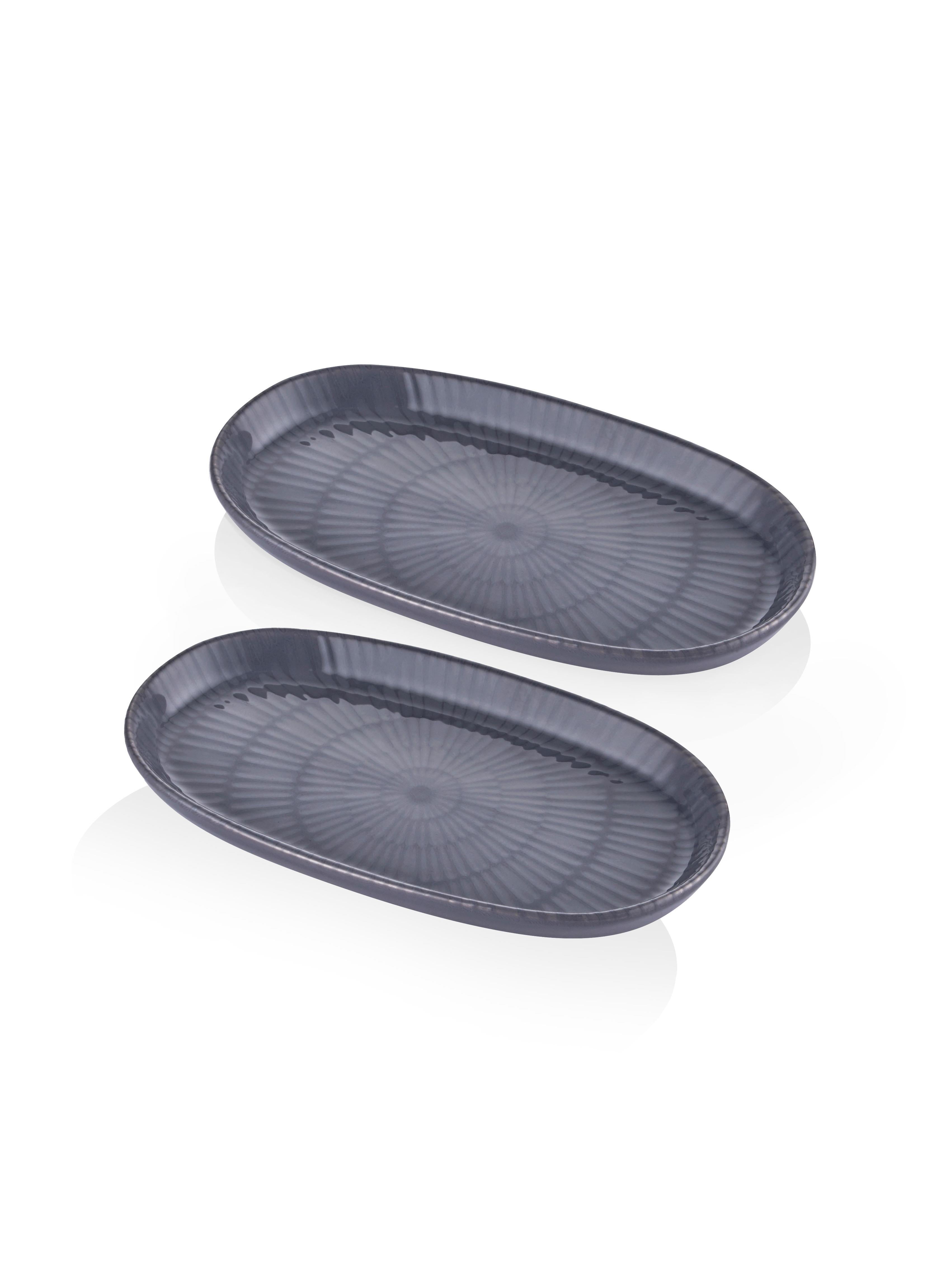 Noon Oval Servis Tabağı 2Li Gri 26 Cm
