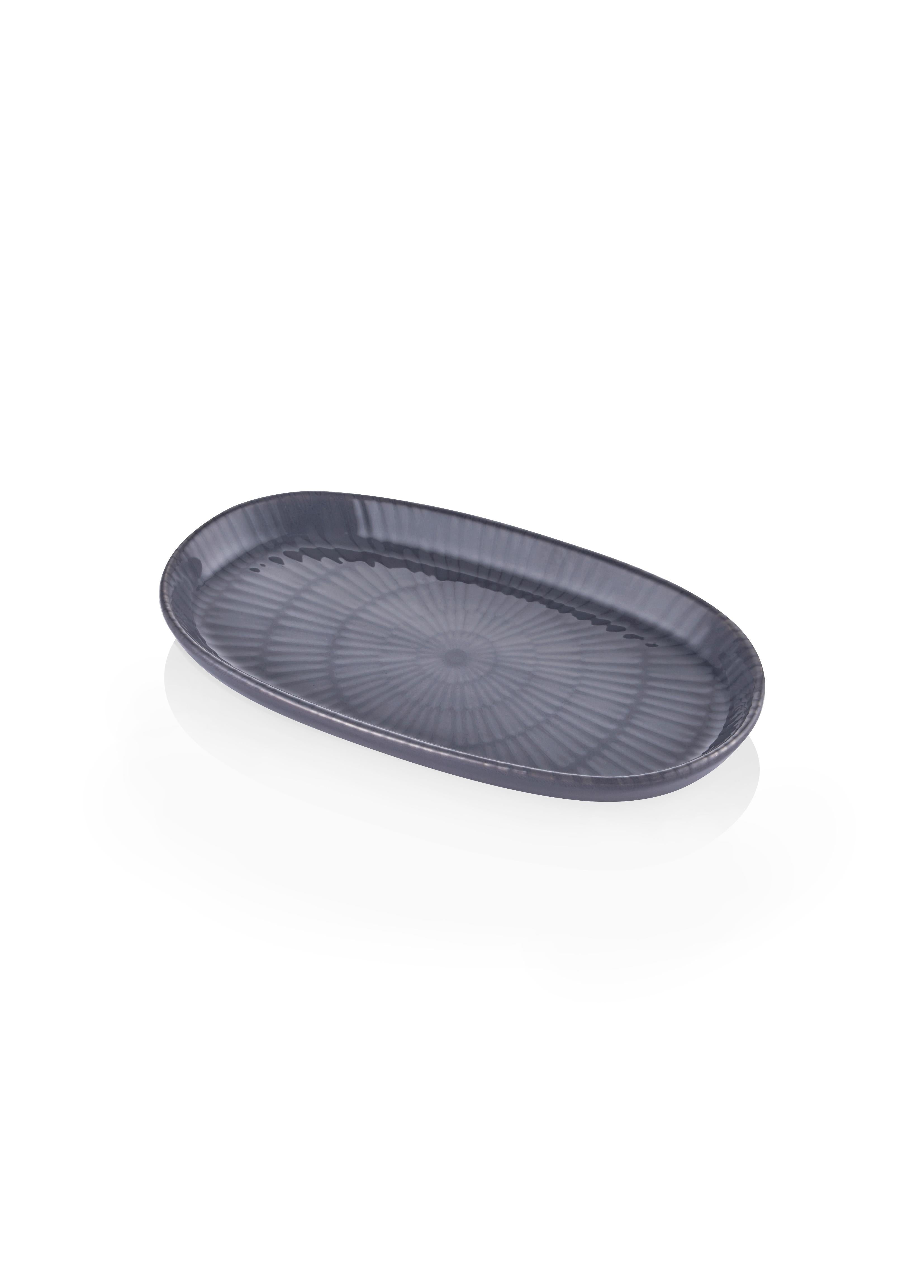 Noon Oval Servis Tabağı 2Li Gri 26 Cm