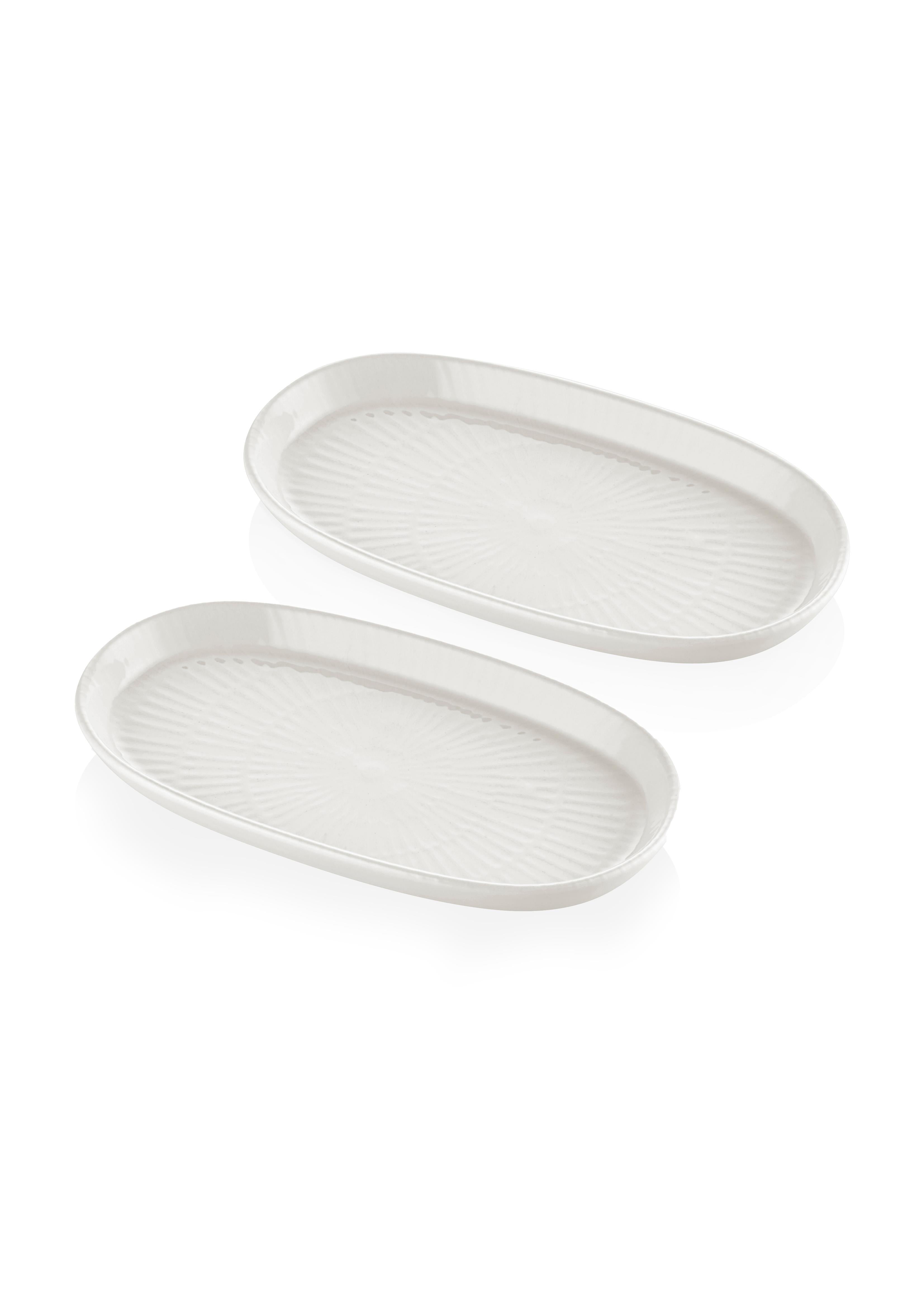 Noon Oval Servis Tabağı 2Li Krem 26 Cm