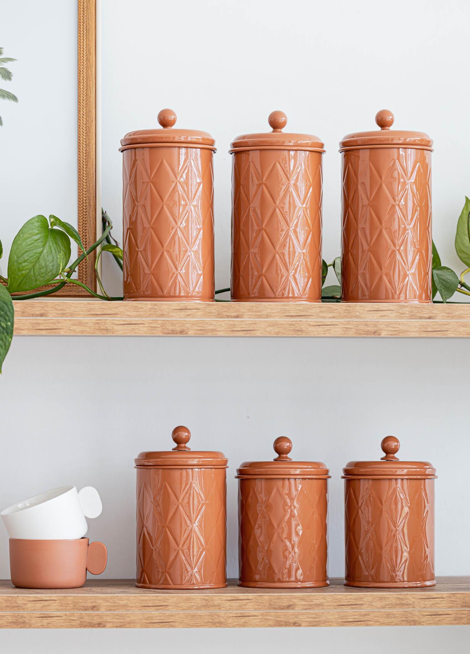 Prizma Çay Şeker Kahve Kavanozu Terracota 1,20 Lt