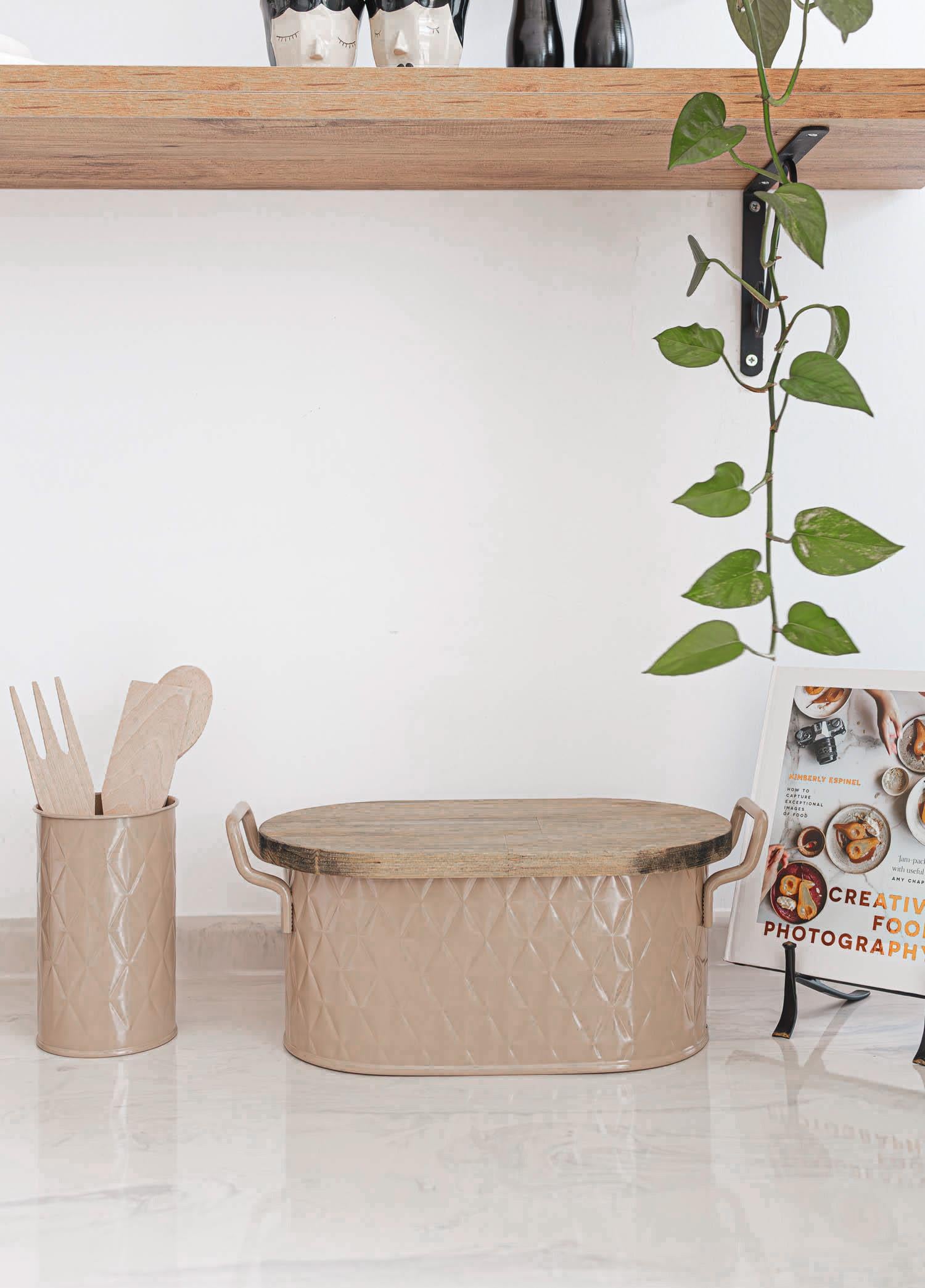 Prizma Ekmek Saklama Kabı Karamel 40X22X18 Cm