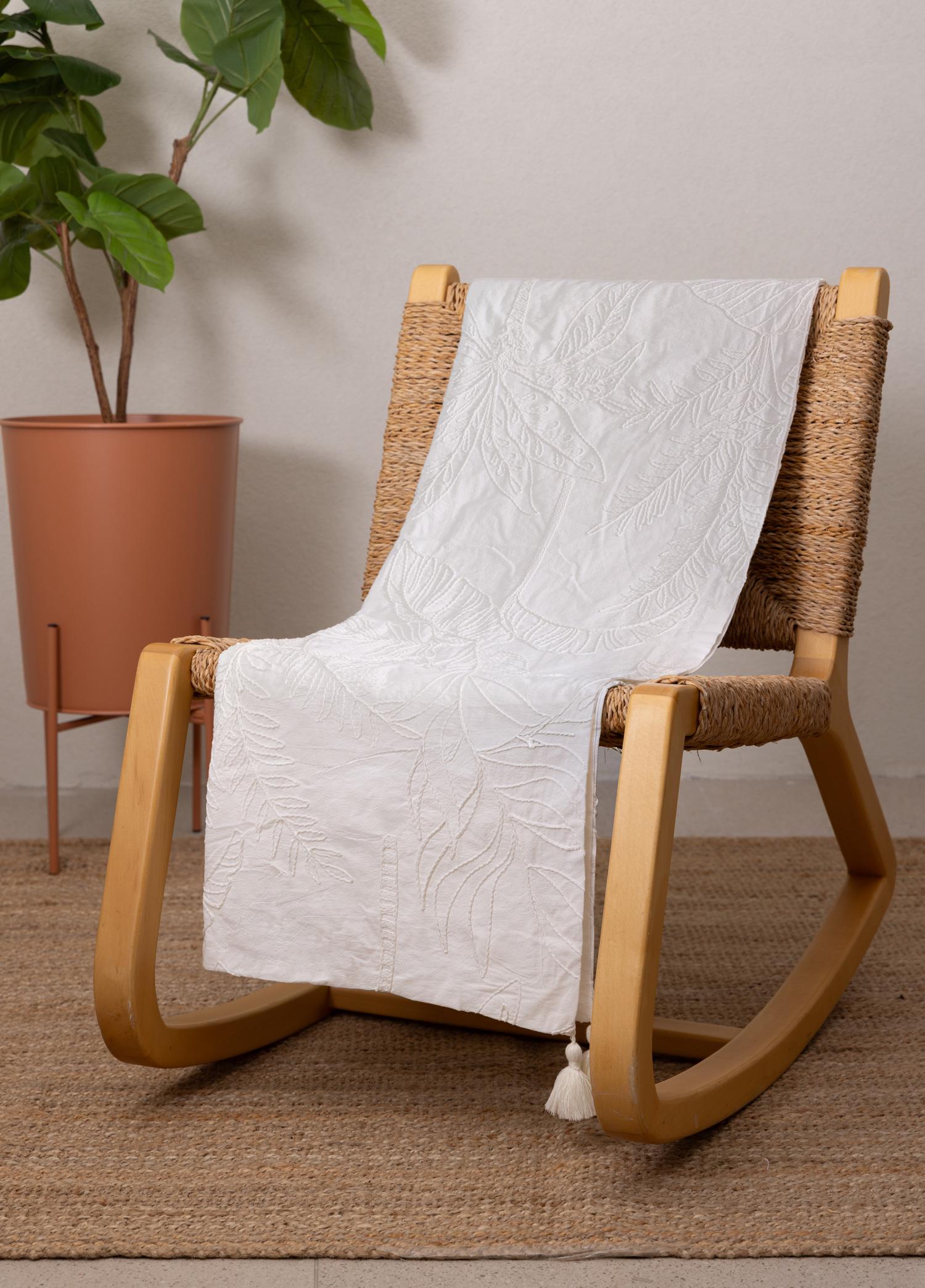 Throw Koltuk Şalı Püsküllü Krem 170X130